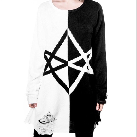 Killstar Sweaters - NWT KILLSTAR Hexagram Split Knit Sweater